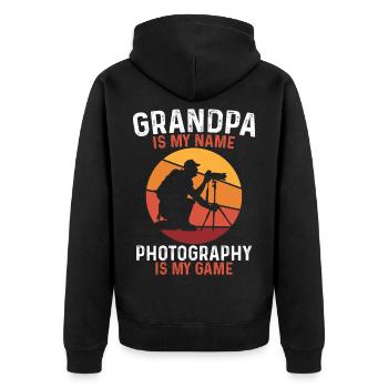 Großvater Fotografie Ist Mein Spiel - Unisex Premium Bio Zip Hoodie - Schwarz - Hinten - Nico (187cm)