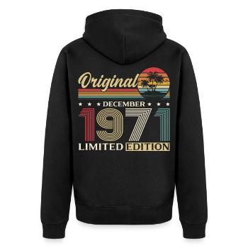 54e anniversaire Original décembre Né en 1971 - Veste à capuche bio Premium Unisexe - noir - Dos - Nico (187cm)