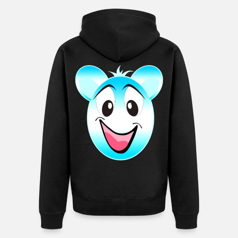 Mascotte joyeuse de l’ours bleu-blanc - Veste à capuche bio Premium Unisexe - noir