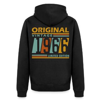 Original Vintage 1966 Limited Edition 60 Years  - Unisex Premium Bio Zip Hoodie - Schwarz - Hinten - Nico (187cm)