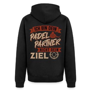 Les joueurs de padel SONT VOTRE PARTENAIRE DE PADEL, PAS VOTRE BUT - Veste à capuche bio Premium Unisexe - noir - Dos - Nico (187cm)