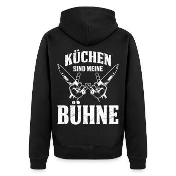 KITCHENS ARE MY STAGE Fun - Unisex Premium Organic Zip Hoodie - black - Back - Nico (187cm)