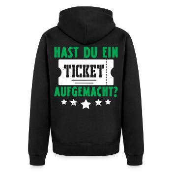 Science Coder HAST DU EIN TICKET AUFGEMACHT LUSTIG - Unisex Premium Bio Zip Hoodie - Schwarz - Hinten - Nico (187cm)