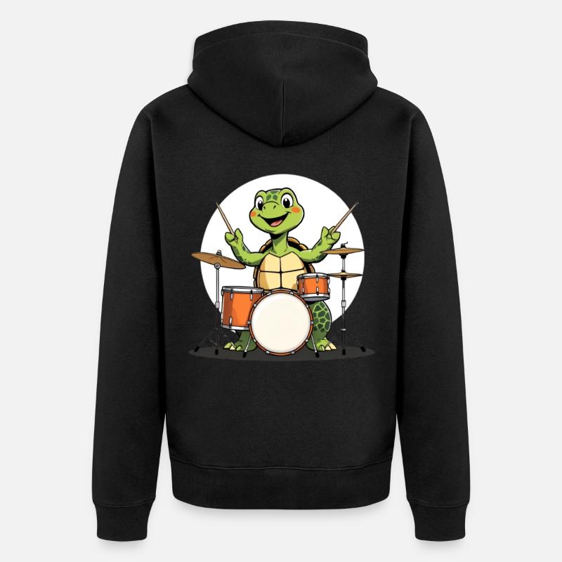 Tortue sur la batterie - Veste à capuche bio Premium Unisexe - noir