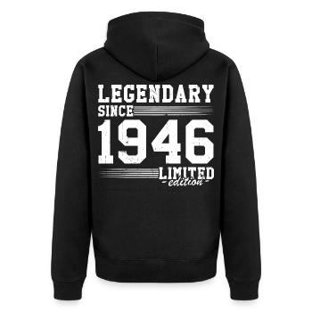 Legendär seit 1946 80 Jahre Geschenk Geburtstag - Unisex Premium Bio Zip Hoodie - Schwarz - Hinten - Nico (187cm)