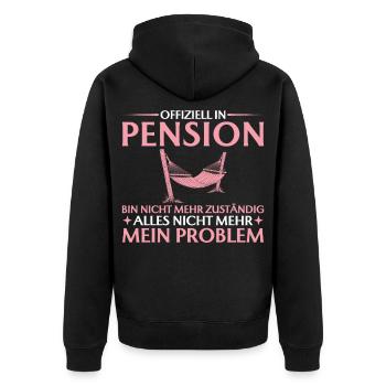 Beamtin Abschied Arbeitskollegin in Pension - Unisex Premium Bio Zip Hoodie - Schwarz - Hinten - Nico (187cm)