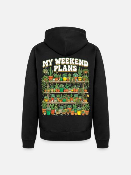 Grappig Plant Succulent Cactus Weekend - Uniseks Premium bio ziphoodie - zwart
