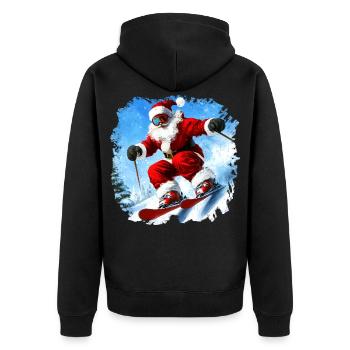 Weihnachten Skifahrer - Unisex Premium Bio Zip Hoodie - Schwarz - Hinten - Nico (187cm)