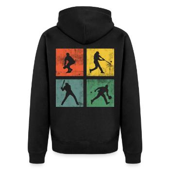 Baseball Softball Sport Rétro - Veste à capuche bio Premium Unisexe - noir - Dos - Nico (187cm)