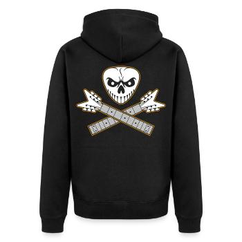 Guitar Pick Skull and Guitar Crossed Bones - Unisex Premium Organic Zip Hoodie - black - Back - Nico (187cm)