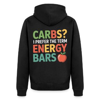 Professioneller Ernährungsberater Energie- und Kohlenhydratspezialist - Unisex Premium Bio Zip Hoodie - Schwarz - Hinten - Nico (187cm)
