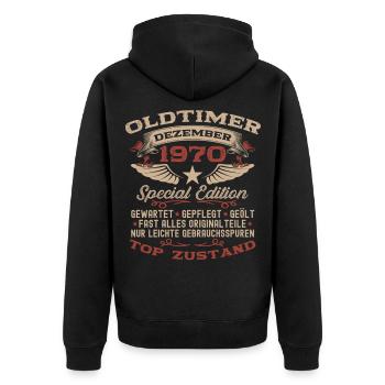 55th Birthday Gift Vintage Car December 1970 - Unisex Premium Organic Zip Hoodie - black - Back - Nico (187cm)