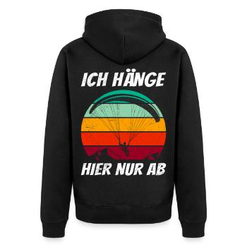 Parapente JE TRAÎNE JUSTE ICI Fun - Veste à capuche bio Premium Unisexe - noir - Dos - Nico (187cm)