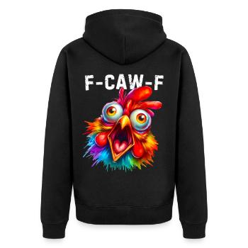 F-Caw-F Humour drôle de poulet - Veste à capuche bio Premium Unisexe - noir - Dos - Nico (187cm)