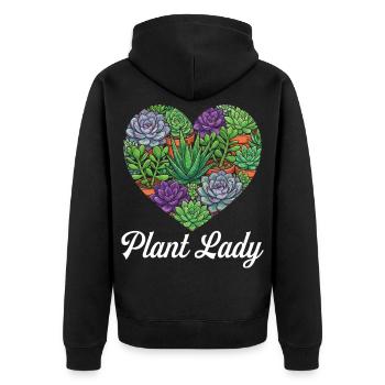 Plant Lady Plant Sukkulent Kaktus Frauen - Unisex Premium Bio Zip Hoodie - Schwarz - Hinten - Nico (187cm)