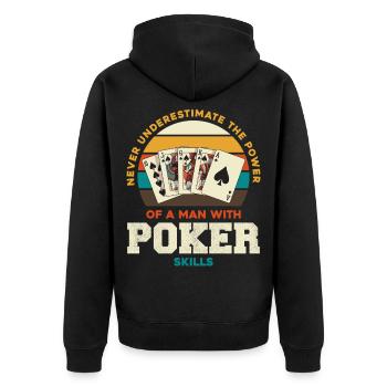 Pouvoir du poker : Homme aux compétences en poker - Veste à capuche bio Premium Unisexe - noir - Dos - Nico (187cm)