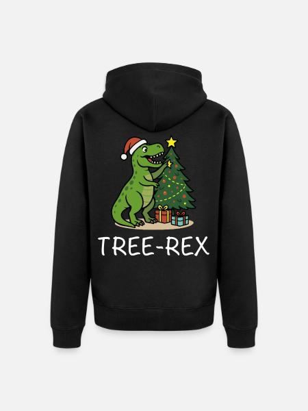 Tree-Rex – Dino Christmas Motif T-Rex - Unisex Premium Organic Zip Hoodie - black