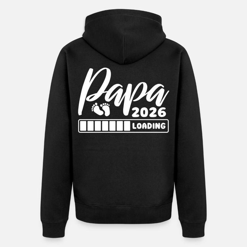 Papa 2026 loading - Schwangerschaft - Geschenk - Unisex Premium Bio Zip Hoodie - Schwarz