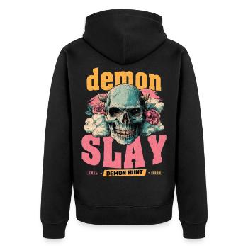 Demon Hunter Skull - Unisex Premium Organic Zip Hoodie - black - Back - Nico (187cm)