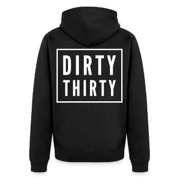 Dirty Thirty 30. Geburtstag - Unisex Premium Bio Zip Hoodie - Schwarz - Hinten - Nico (187cm)