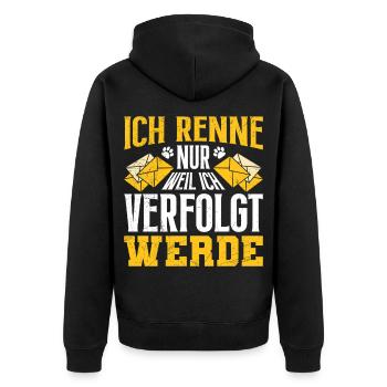 Facteur : JE NE COURS QUE QUAND ON ME SUIT - Veste à capuche bio Premium Unisexe - noir - Dos - Nico (187cm)