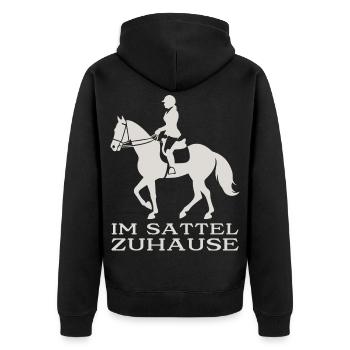 At home in the saddle - Unisex Premium Organic Zip Hoodie - black - Back - Nico (187cm)
