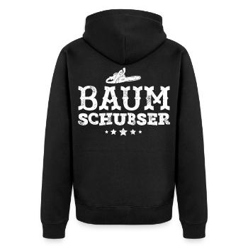 Holzfäller - Unisex Premium Bio Zip Hoodie - Schwarz - Hinten - Nico (187cm)