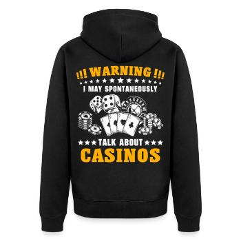 Casino Glücksspieler - Unisex Premium Bio Zip Hoodie - Schwarz - Hinten - Nico (187cm)