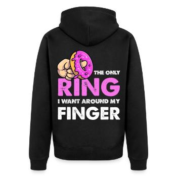 Nur der Donut-Ring am Finger - Unisex Premium Bio Zip Hoodie - Schwarz - Hinten - Nico (187cm)