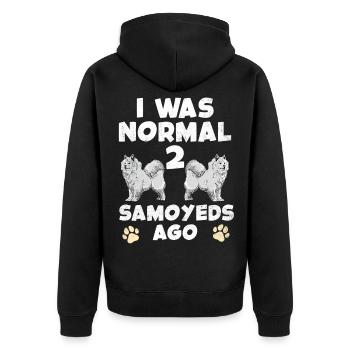 Ich War Normal Vor 2 Samoyeds - Unisex Premium Bio Zip Hoodie - Schwarz - Hinten - Nico (187cm)