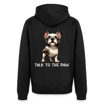 Talk to the Paw French Bulldog Frenchie - Unisex Premium Organic Zip Hoodie - black - Back - Nico (187cm)