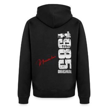 November 1985 Vintage Vintage Retro Birthday - Unisex Premium Organic Zip Hoodie - black - Back - Nico (187cm)