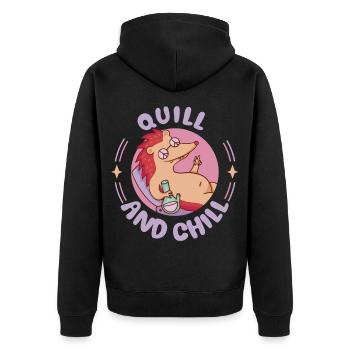 Igel Tag Hedgehog Day - Unisex Premium Bio Zip Hoodie - Schwarz - Hinten - Nico (187cm)