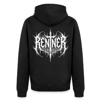 Rentner Black Metal - Unisex Premium Bio Zip Hoodie - Schwarz - Hinten - Nico (187cm)