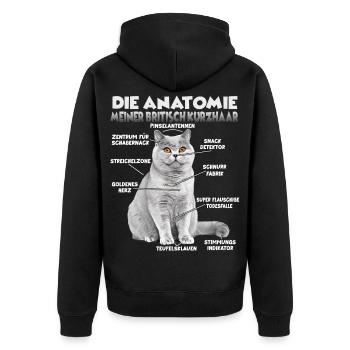 Cadeau britannique à poil court pour un chat Cadeau de propriétaire - Veste à capuche bio Premium Unisexe - noir - Dos - Nico (187cm)