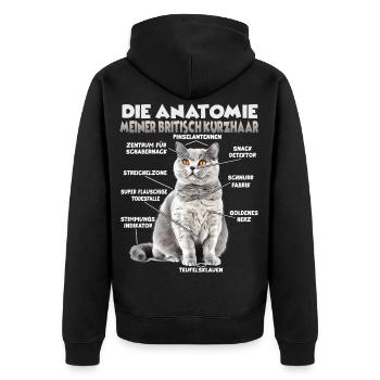 T britannique à cheveux court | Propriétaires de chats Cats British - Veste à capuche bio Premium Unisexe - noir - Dos - Nico (187cm)