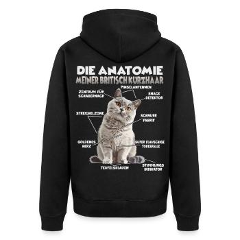 British Shorthair T | Cat Holder T British Short - Unisex Premium Organic Zip Hoodie - black - Back - Nico (187cm)
