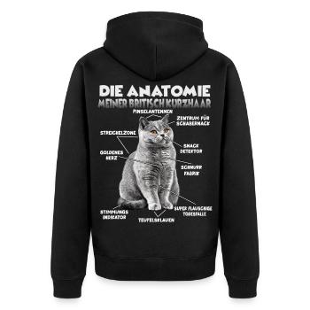 T britannique à cheveux court | Chats britanniques à poil court - Veste à capuche bio Premium Unisexe - noir - Dos - Nico (187cm)