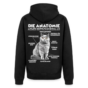 Britisch Kurzhaar Geschenk Katzenbesitzer Geschenk - Unisex Premium Bio Zip Hoodie - Schwarz - Hinten - Nico (187cm)