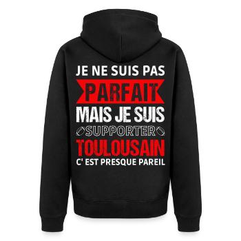 Toulouse-Unterstützer Rugby-Geschenk Toulouse - Unisex Premium Bio Zip Hoodie - Schwarz - Hinten - Nico (187cm)