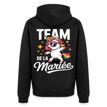 Brautteam Humor Junggesellinnenabschied Einhorngeschenk - Unisex Premium Bio Zip Hoodie - Schwarz - Hinten - Nico (187cm)