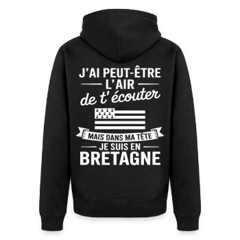 I Am In Brittany Humor Breton Pride Gift - Unisex Premium Organic Zip Hoodie - black - Back - Nico (187cm)