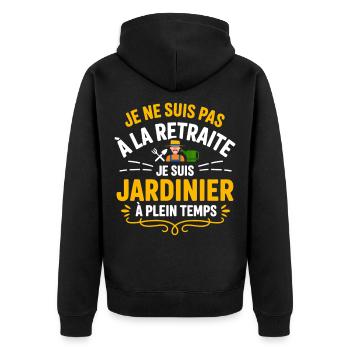 Gärtner Ruhestand Passion Gartengeschenk Lustig - Unisex Premium Bio Zip Hoodie - Schwarz - Hinten - Nico (187cm)