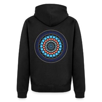 Blue Gradient Dot Mandala - Unisex Premium Organic Zip Hoodie - black - Back - Nico (187cm)