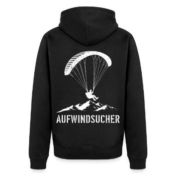 Paraglider UPWIND SEEKER Fun - Unisex Premium Organic Zip Hoodie - black - Back - Nico (187cm)
