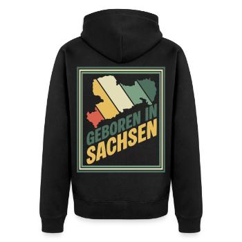 Born in Saxony - Unisex Premium Organic Zip Hoodie - black - Back - Nico (187cm)