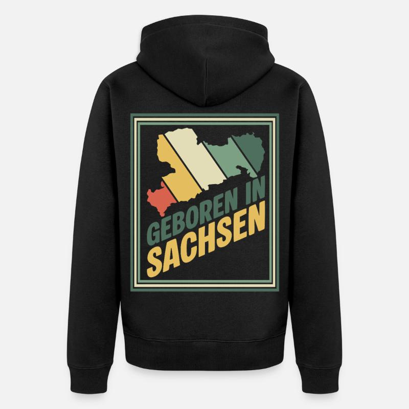 Né en Saxe - Veste à capuche bio Premium Unisexe - noir