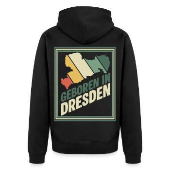 Né à Dresde Retro - Veste à capuche bio Premium Unisexe - noir - Dos - Nico (187cm)