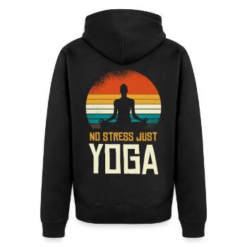 Pas de stress, juste yoga Silhouette rétro - Veste à capuche bio Premium Unisexe - noir - Dos - Nico (187cm)