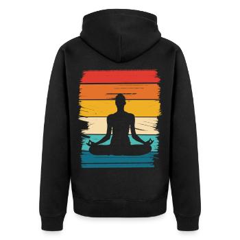 Rainbow Lotus Meditation - Unisex Premium Organic Zip Hoodie - black - Back - Nico (187cm)